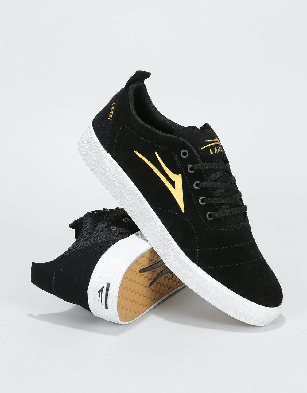 Lakai Bristol Skate Shoes - Black/Gold Suede