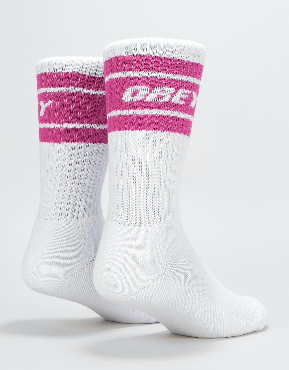 Obey Cooper II Socks - White / Fuschia