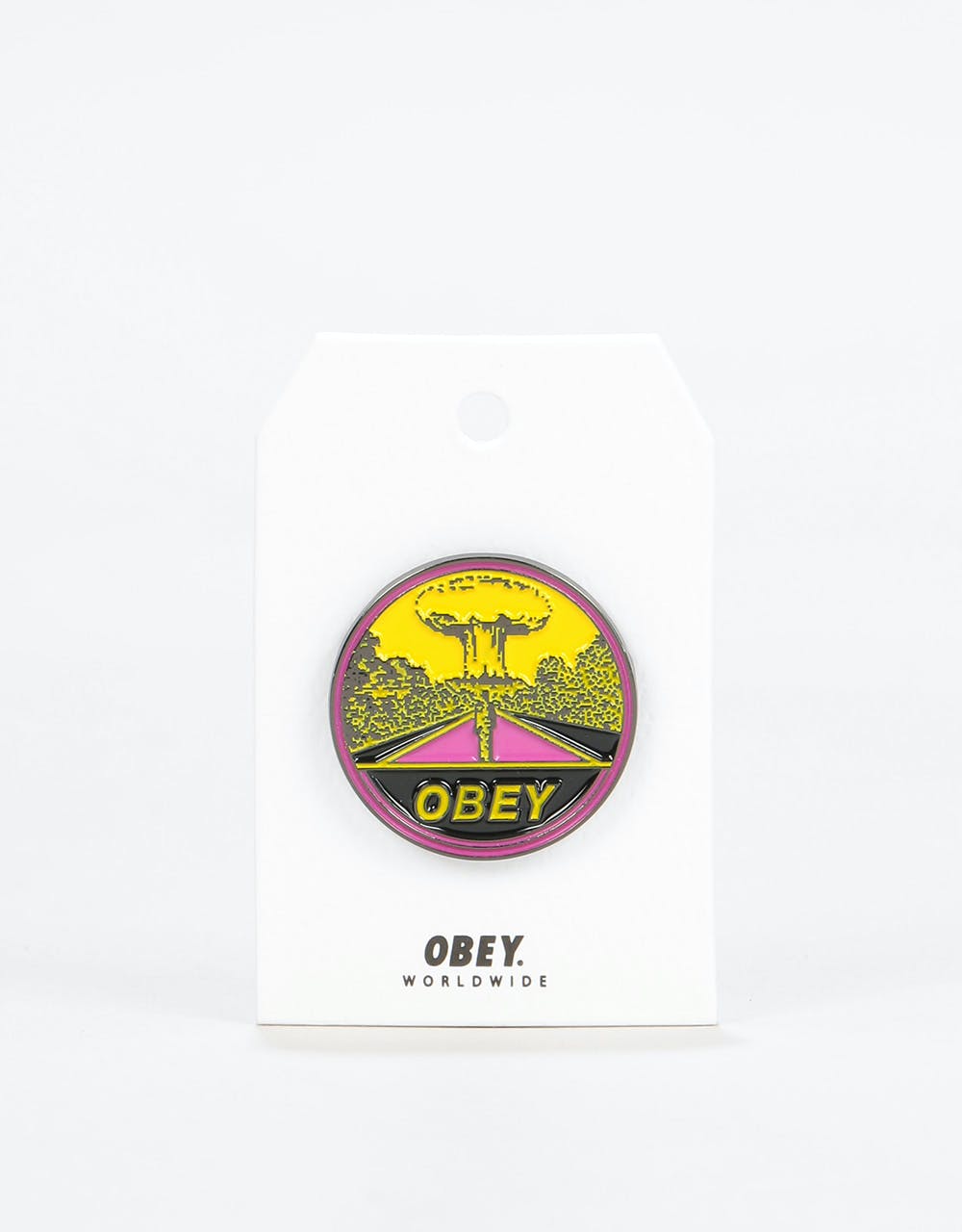 Obey Mushroom Cloud Pin - Magenta / Yellow Multi