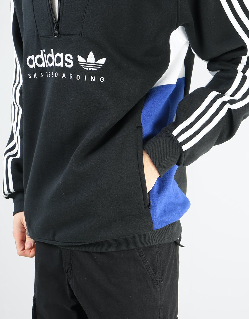 Adidas Apian Half-Zip Sweatshirt - Black/White/Active Blue