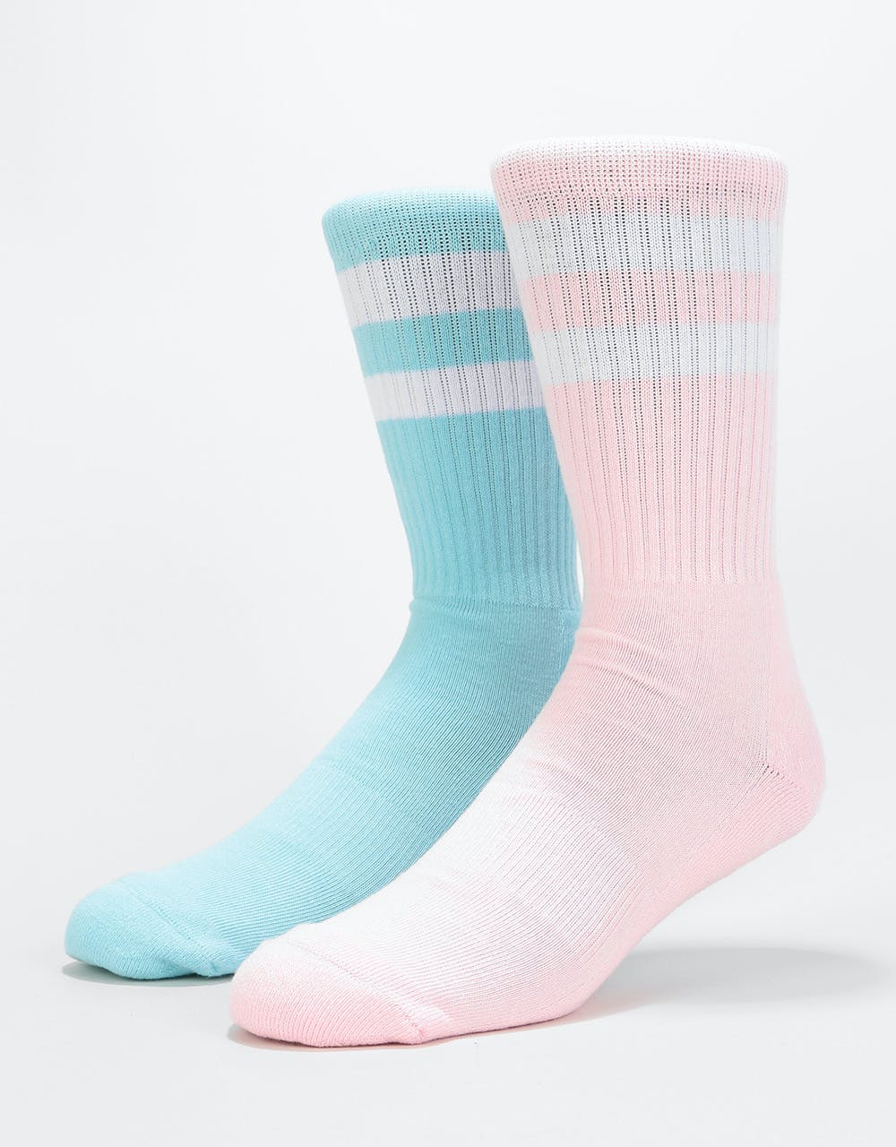Route One Classic Crew Socks 2 Pack - Pastel Pink/Pastel Blue