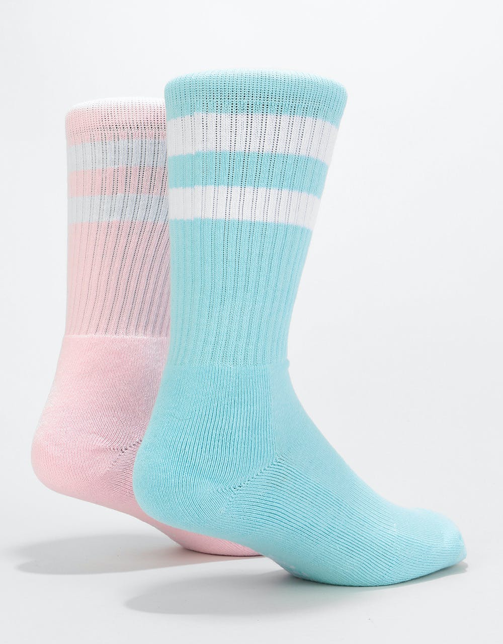 Route One Classic Crew Socks 2 Pack - Pastel Pink/Pastel Blue
