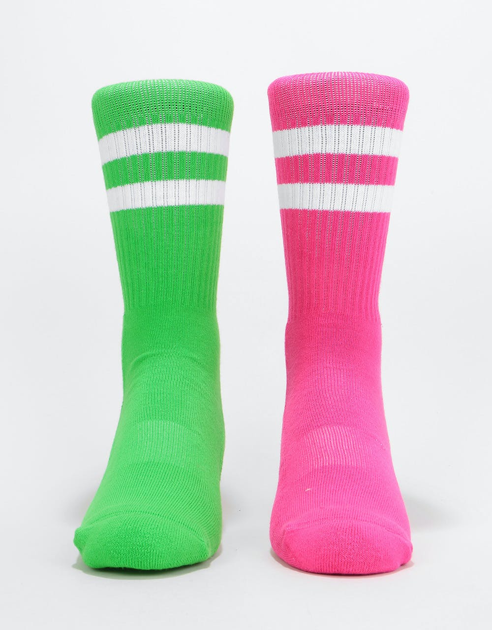 Route One Classic Crew Socks 2 Pack - Neon Green/Neon Pink
