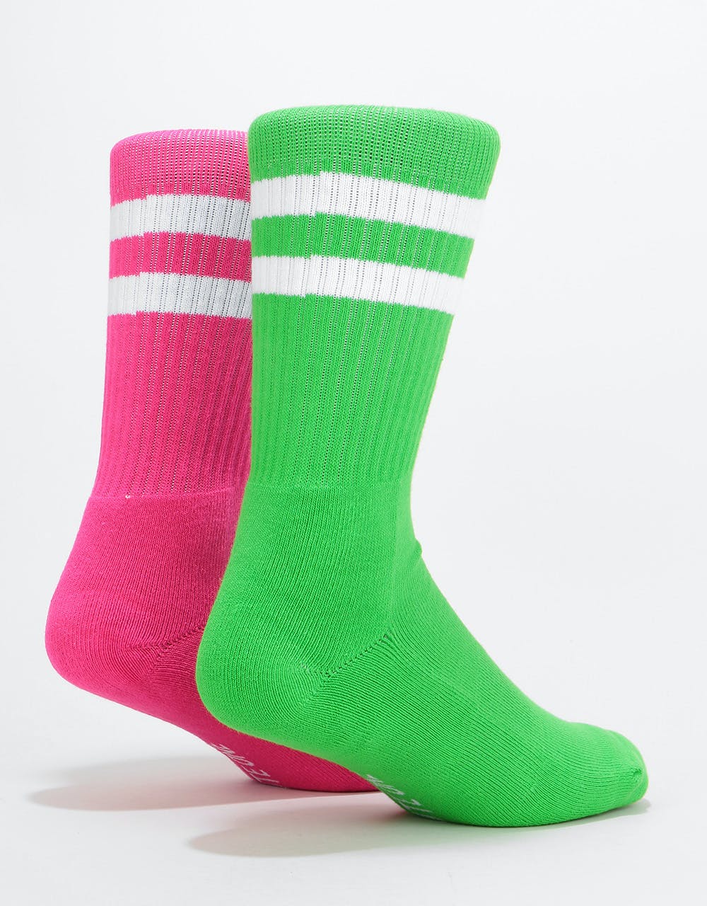 Route One Classic Crew Socks 2 Pack - Neon Green/Neon Pink