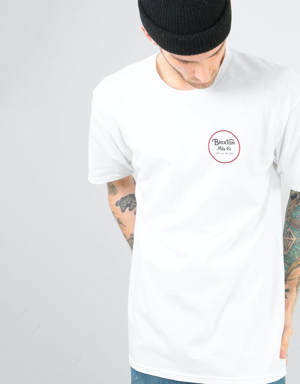 Brixton Wheeler II T-Shirt - White/Black/Red