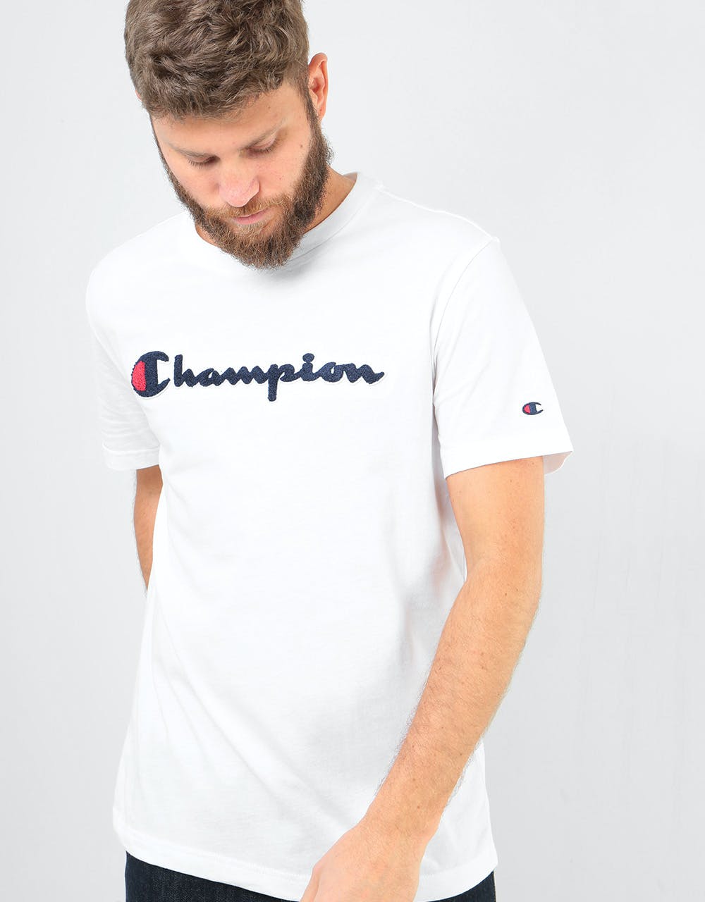 Champion Script Logo Crewneck T-Shirt - WHT