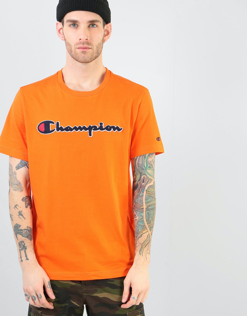 Champion Script Logo Crewneck T-Shirt - ORG