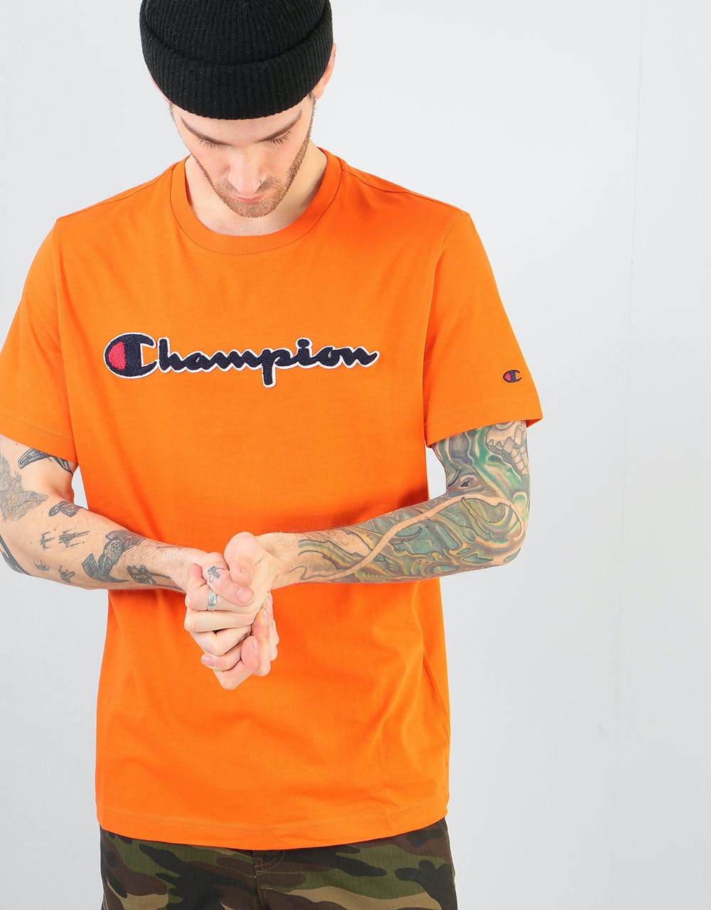 Champion Script Logo Crewneck T-Shirt - ORG