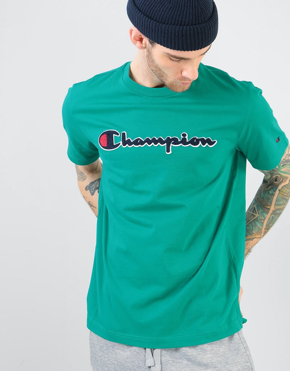 Champion Script Logo Crewneck T-Shirt - PRG