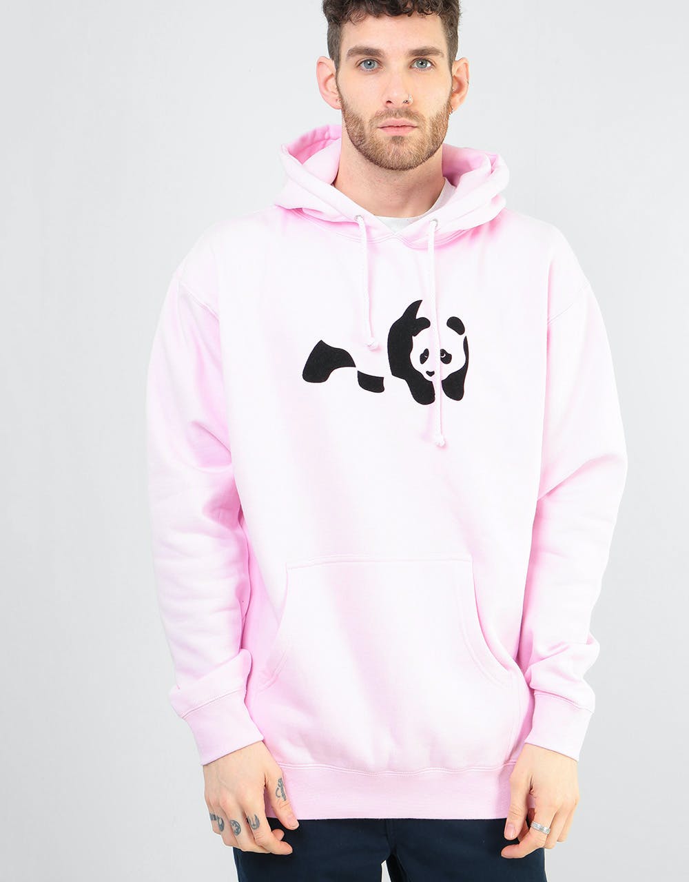 Enjoi Panda Flocking Pullover Hoodie - Light Pink
