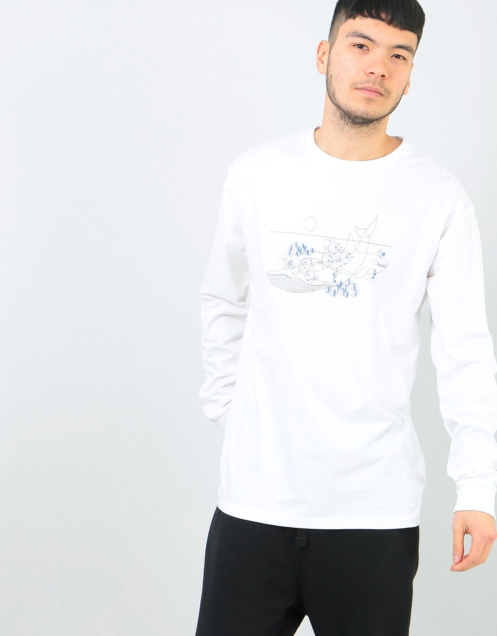 Magenta Whale L/S T-Shirt - White