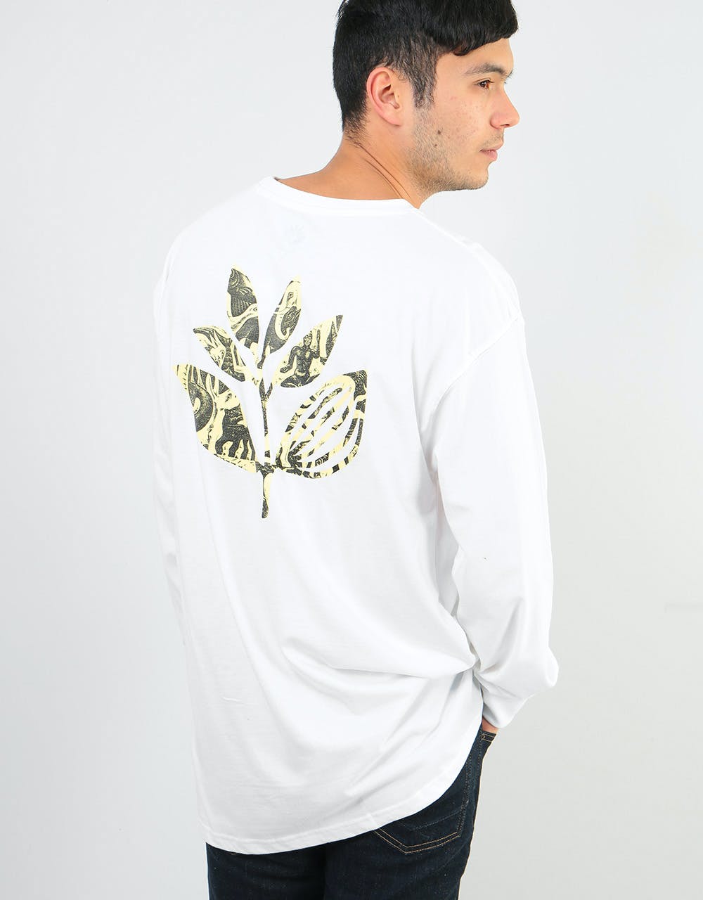 Magenta Zoo Plant L/S T-Shirt - White