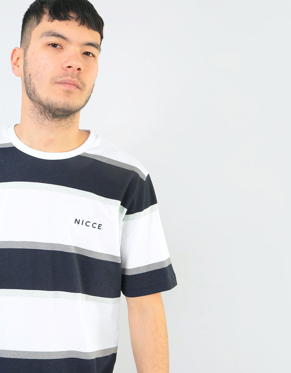 Nicce Colum T-Shirt - White/Deep Navy/Mint