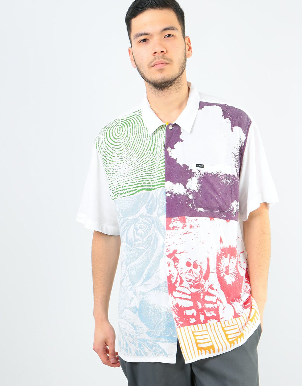 Obey Hitter Woven S/S Shirt - White/Multi