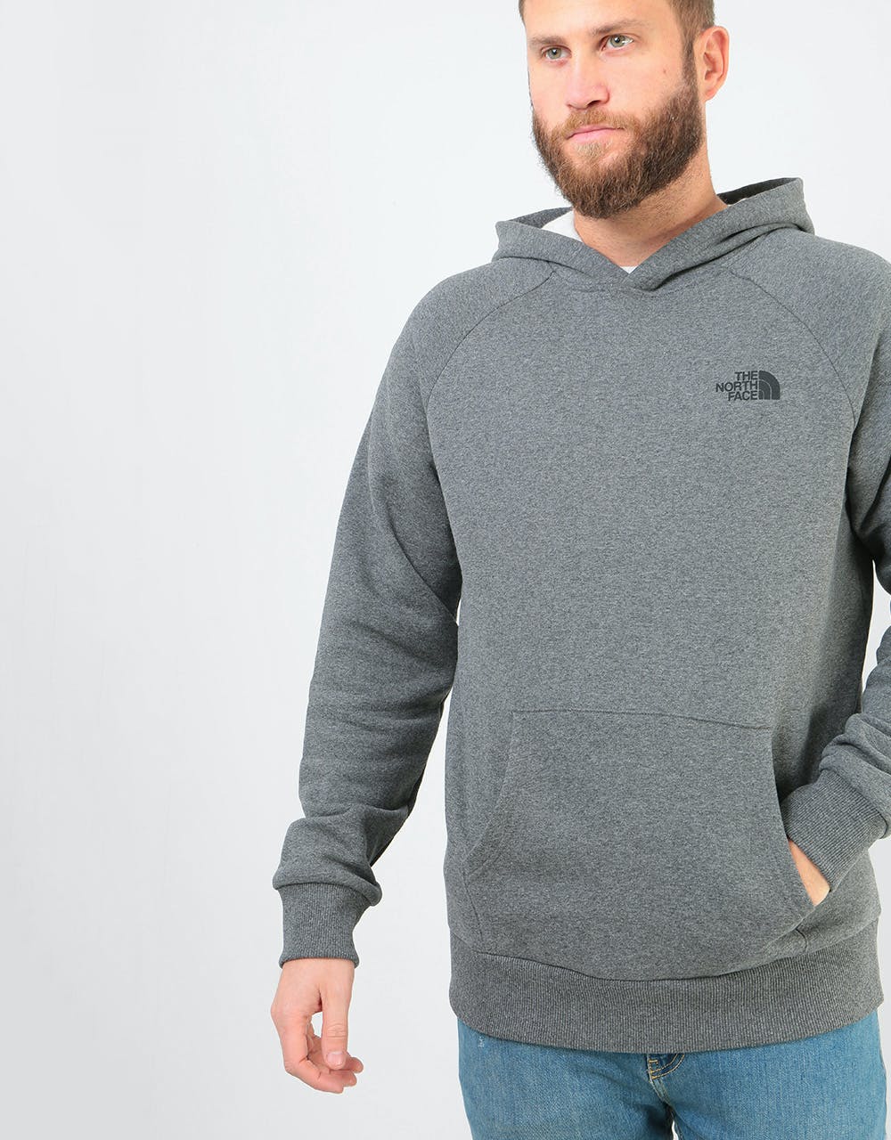 The North Face Raglan Red Box Pullover Hoodie - TNF Grey Heather