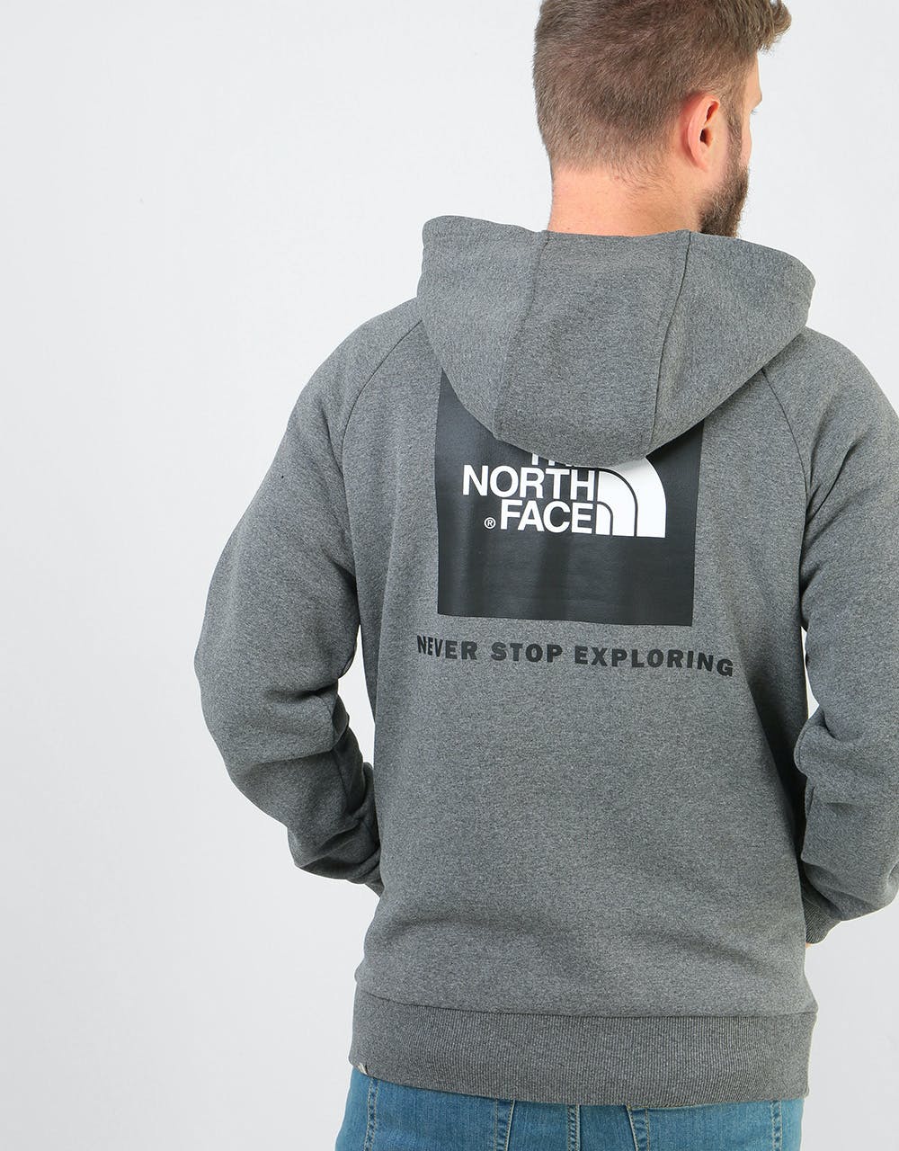 The North Face Raglan Red Box Pullover Hoodie - TNF Grey Heather
