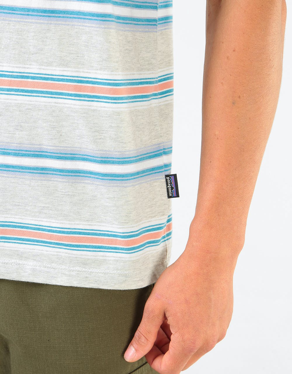 Patagonia Squeaky Clean Pocket T-Shirt - Tarkine Stripe: Tailored Grey