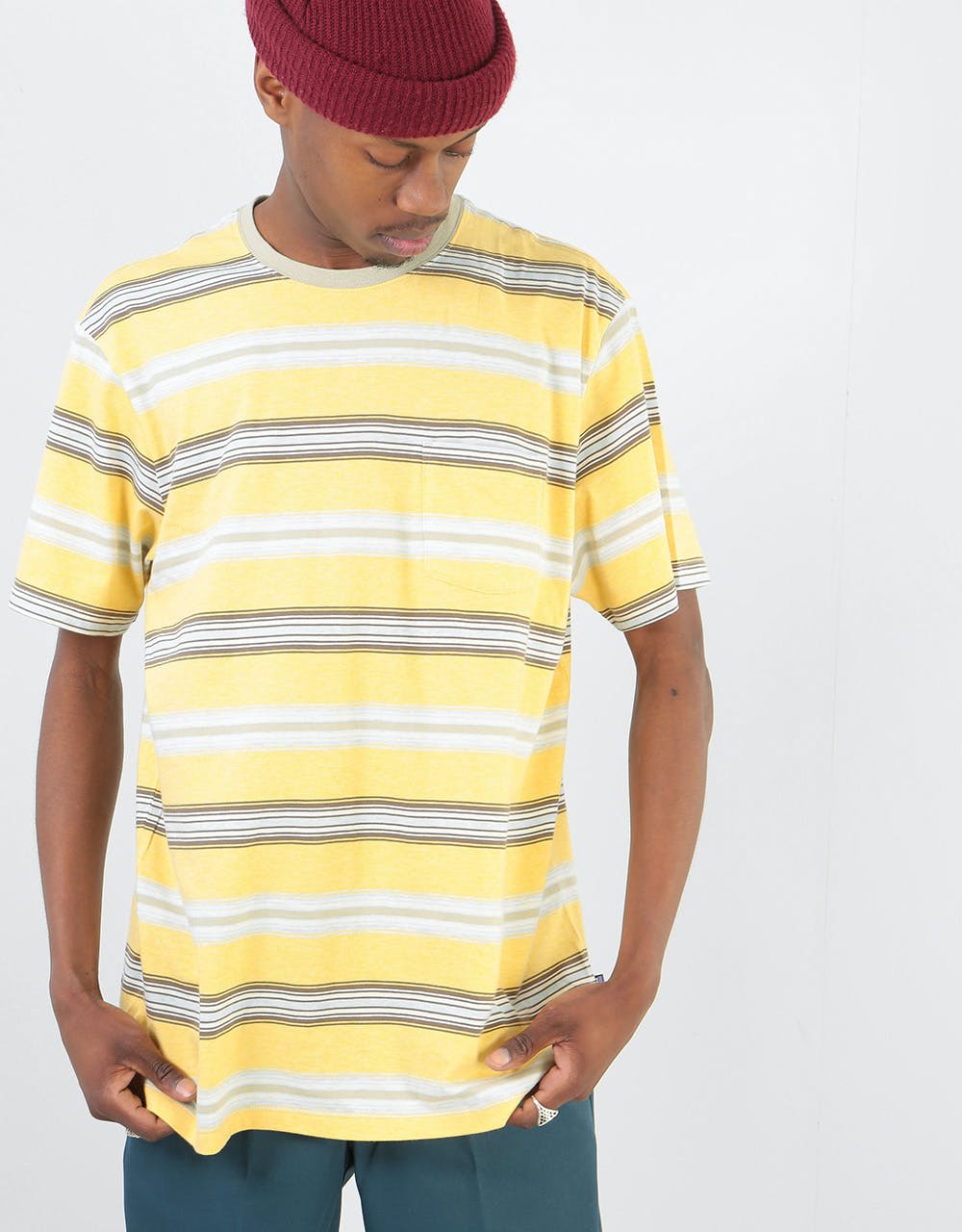 Patagonia Squeaky Clean Pocket T-Shirt - Tarkine Stripe: Surfboard Yellow