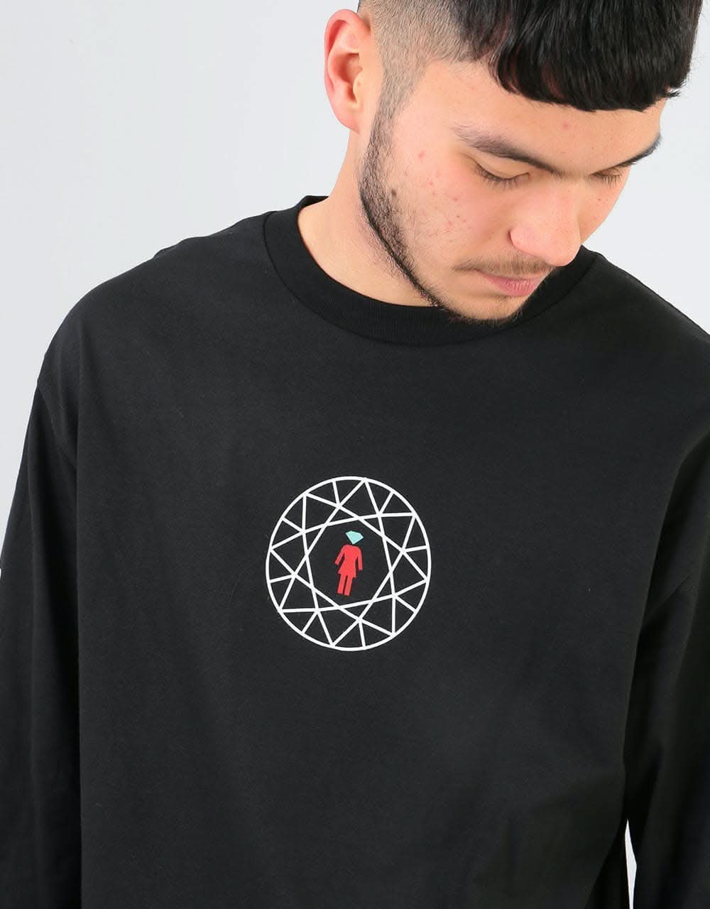 Girl x Diamond Supply Co. Simplicity Script L/S T-Shirt - Black