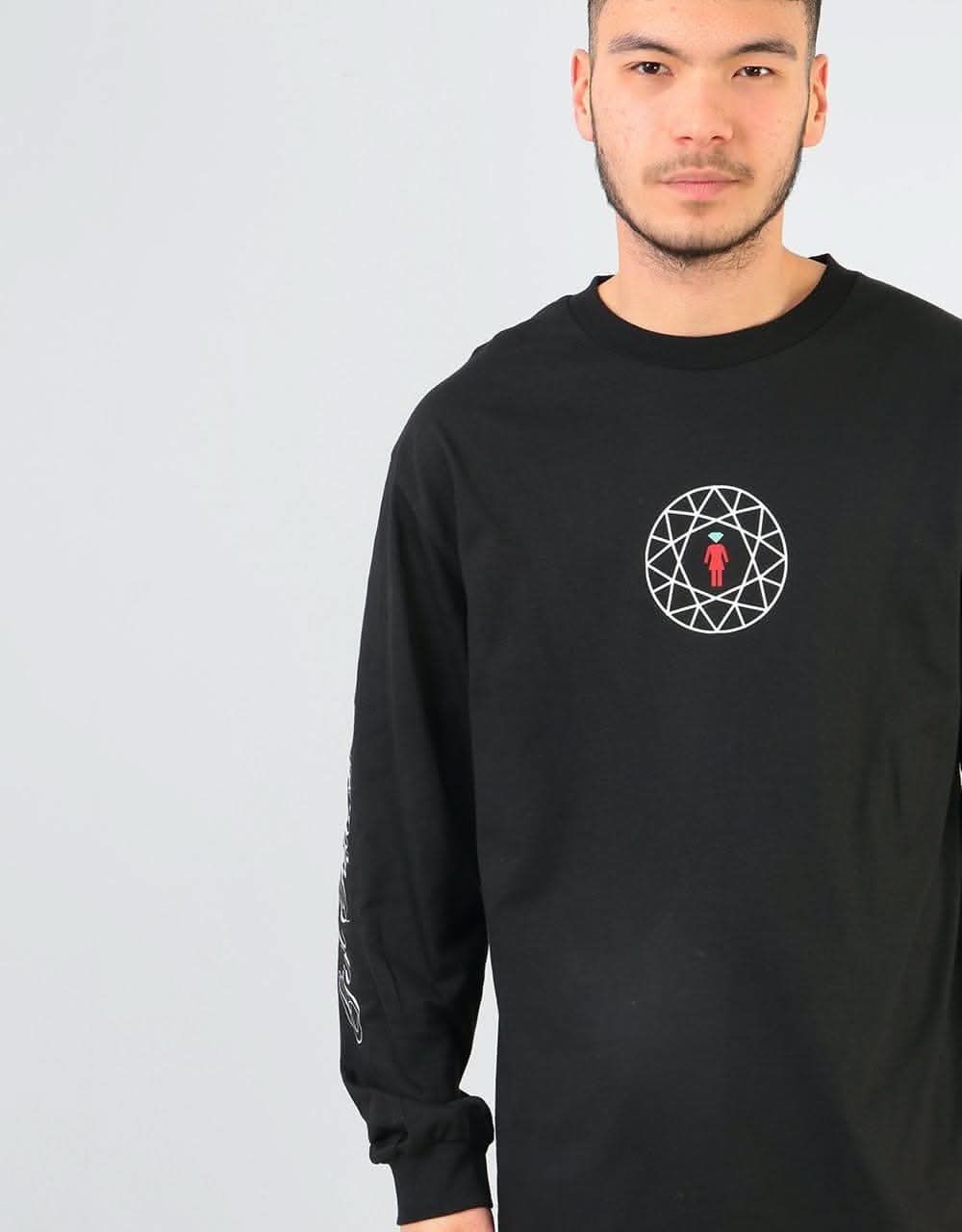 Girl x Diamond Supply Co. Simplicity Script L/S T-Shirt - Black