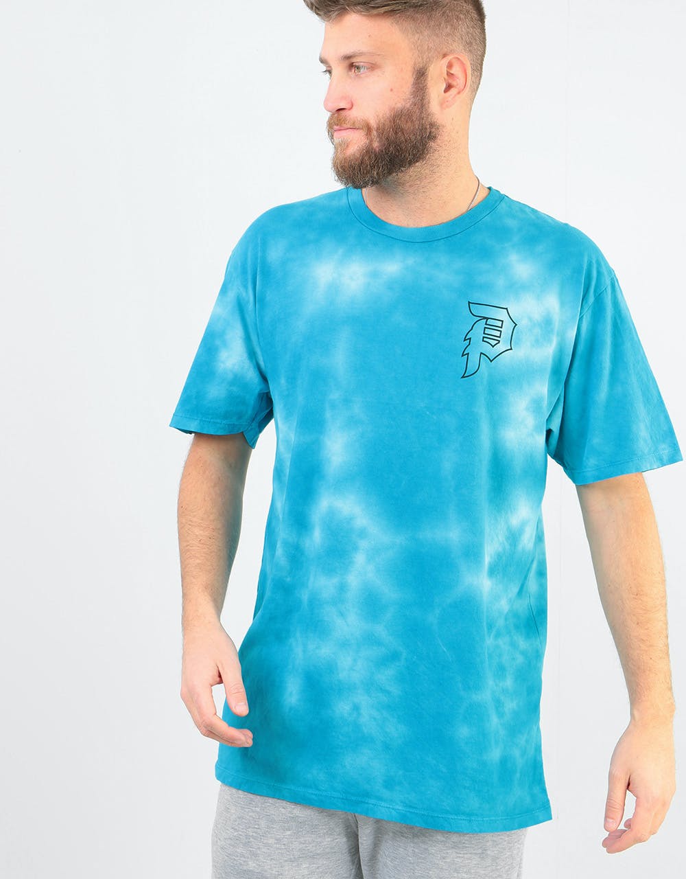Primitive x Rick & Morty Morty Outline Tie-Dye T-Shirt - Aqua Tie Dye