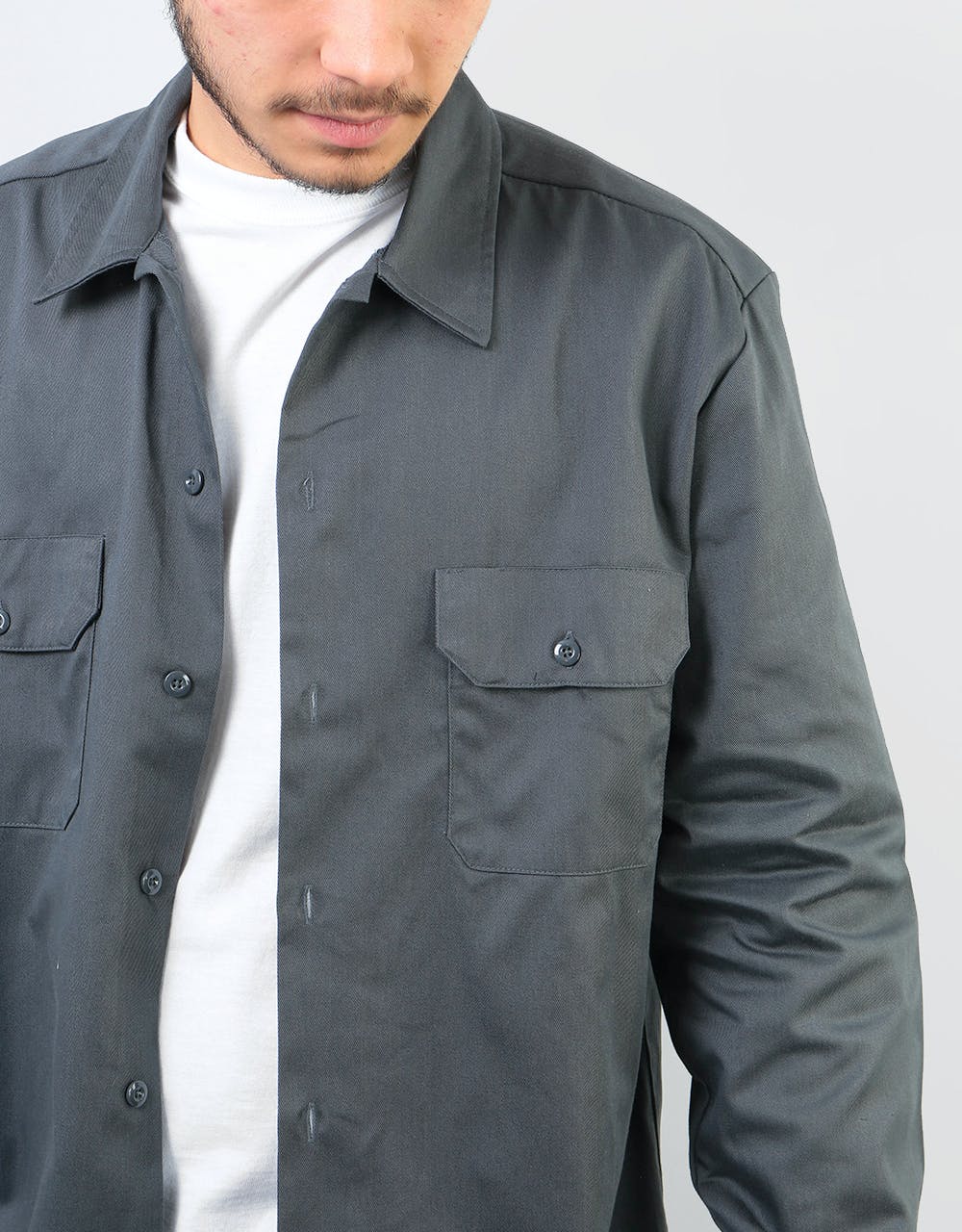 Dickies L/S Slim Shirt - Charcoal Grey