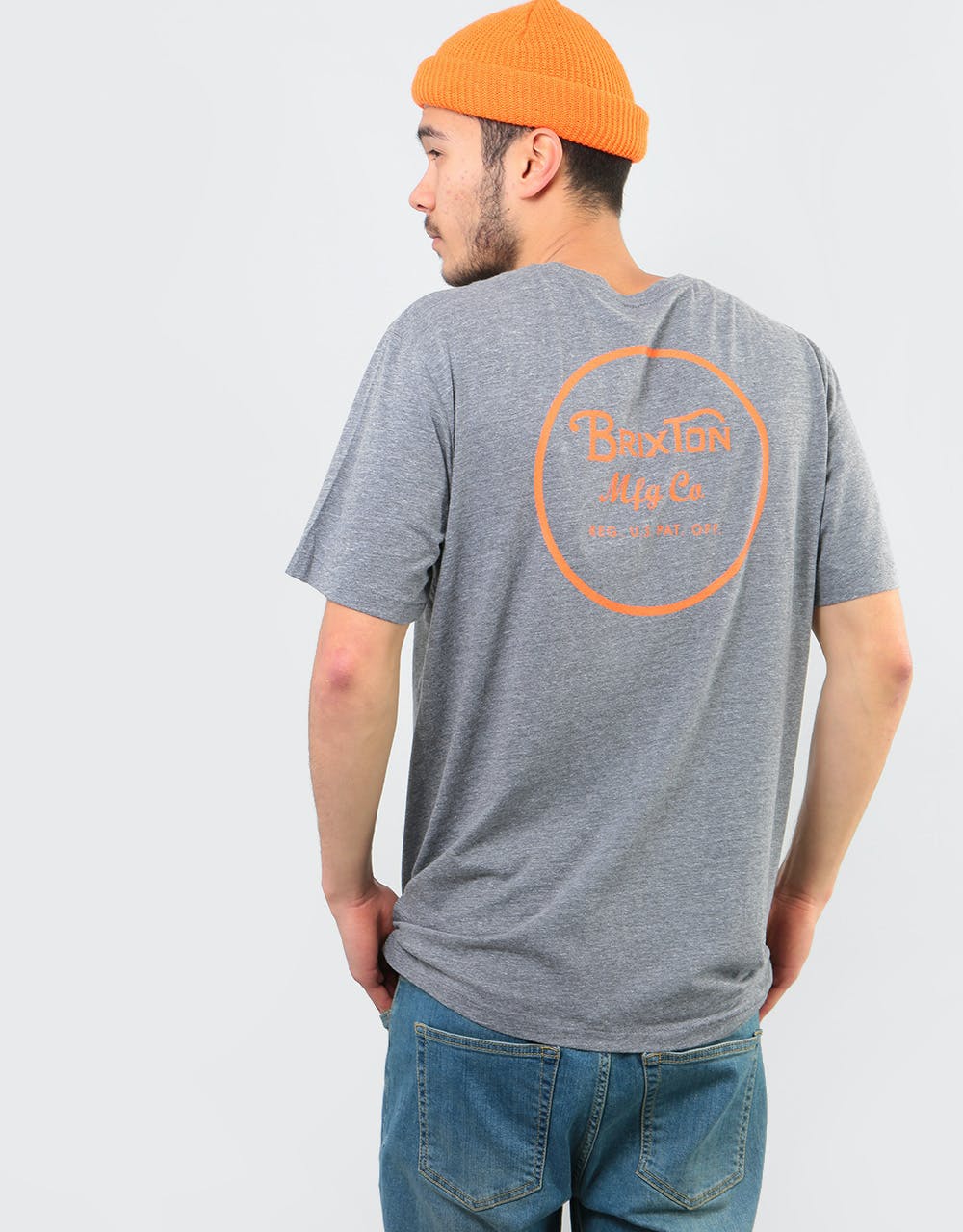 Brixton Wheeler II Premium T-Shirt - Heather Grey/Orange