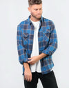 Brixton Bowery L/S Flannel Shirt - Blue/Navy