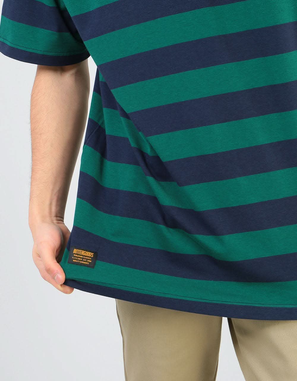Butter Goods Jacquard Stripe T-Shirt - Forest/Navy