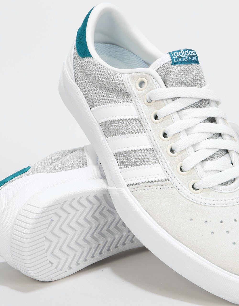 Adidas Lucas Premiere Skate Shoes - White/Solid Grey/Real Teal