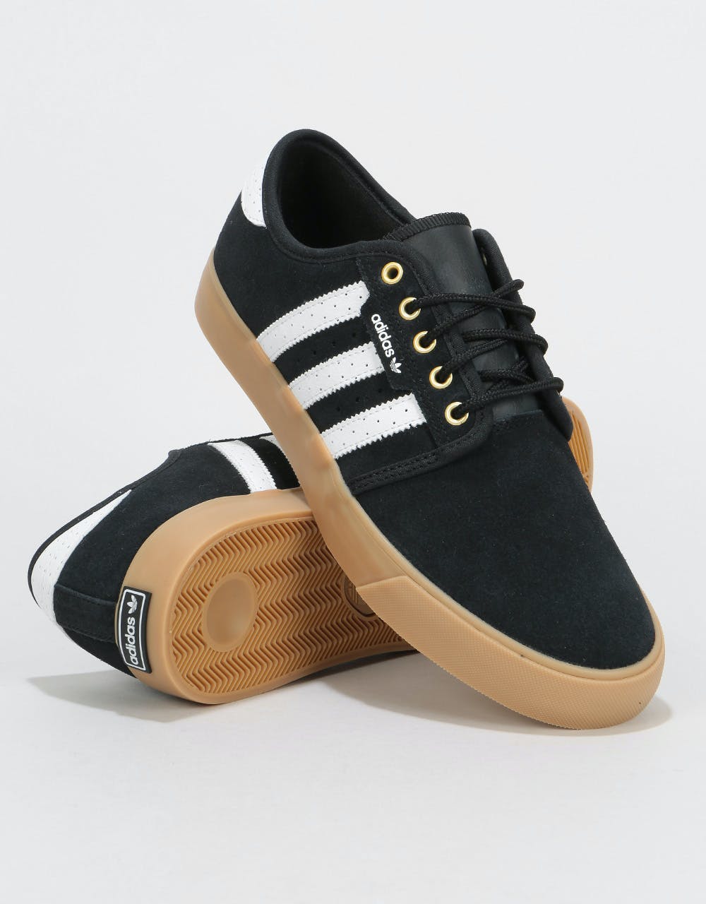 Adidas Seeley Skate Shoes - Core Black/White/Gold Metallic