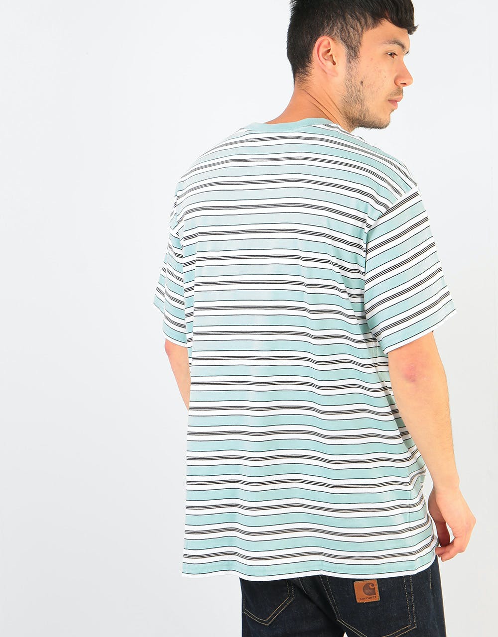Carhartt WIP S/S Huron Stripe T-Shirt - Soft Aloe/Black