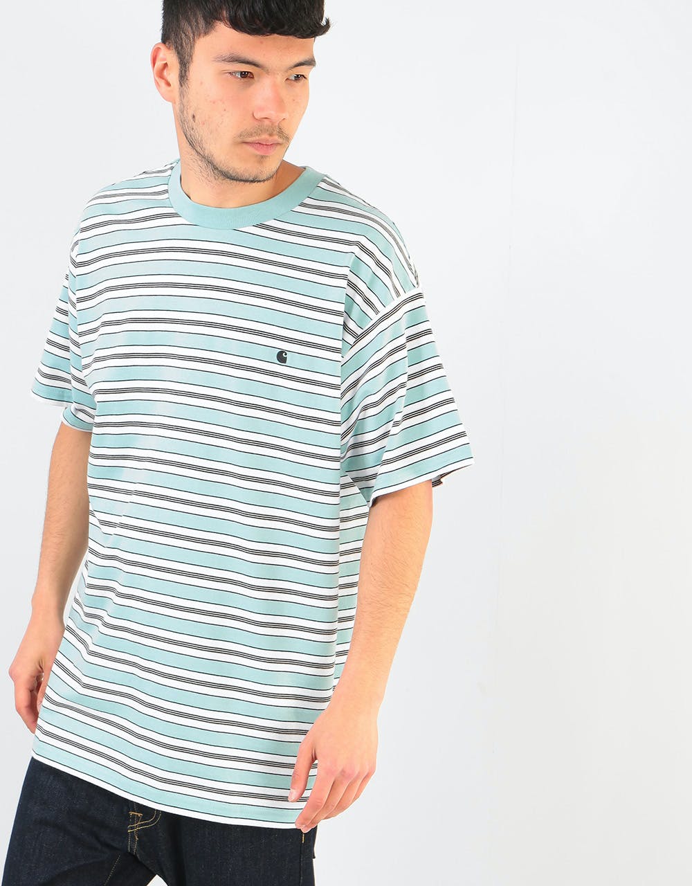 Carhartt WIP S/S Huron Stripe T-Shirt - Soft Aloe/Black