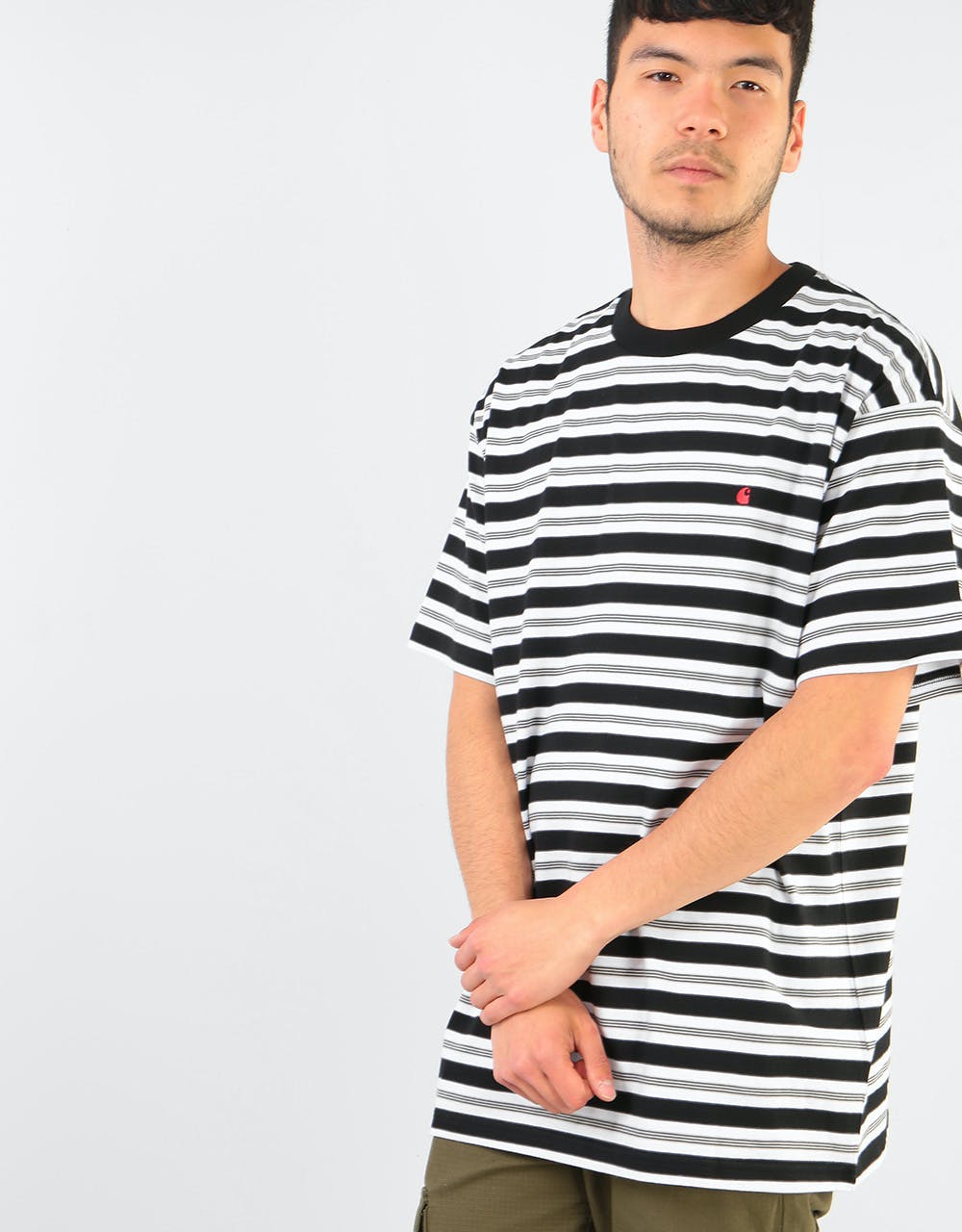 Carhartt WIP S/S Huron Stripe T-Shirt - Black/Cardinal