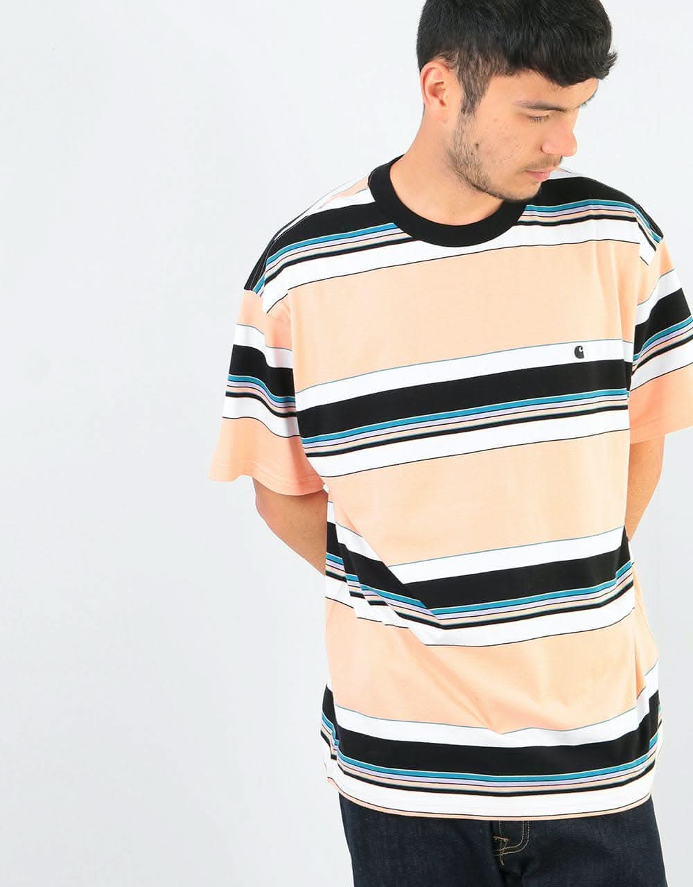 Carhartt WIP S/S Ozark Stripe T-Shirt - Peach/Black