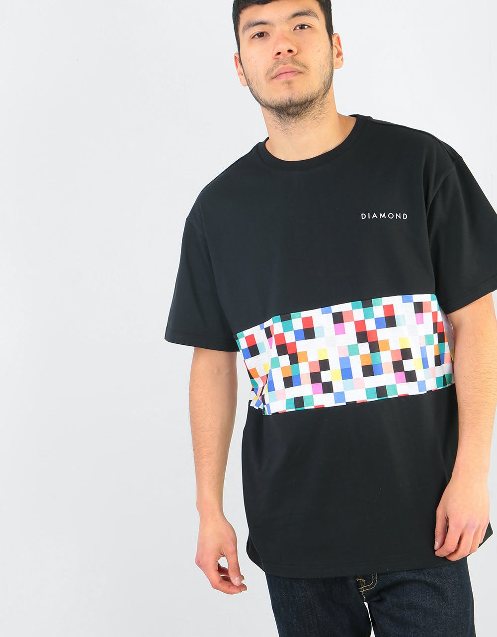 Diamond Pixel Panel T-Shirt - Black