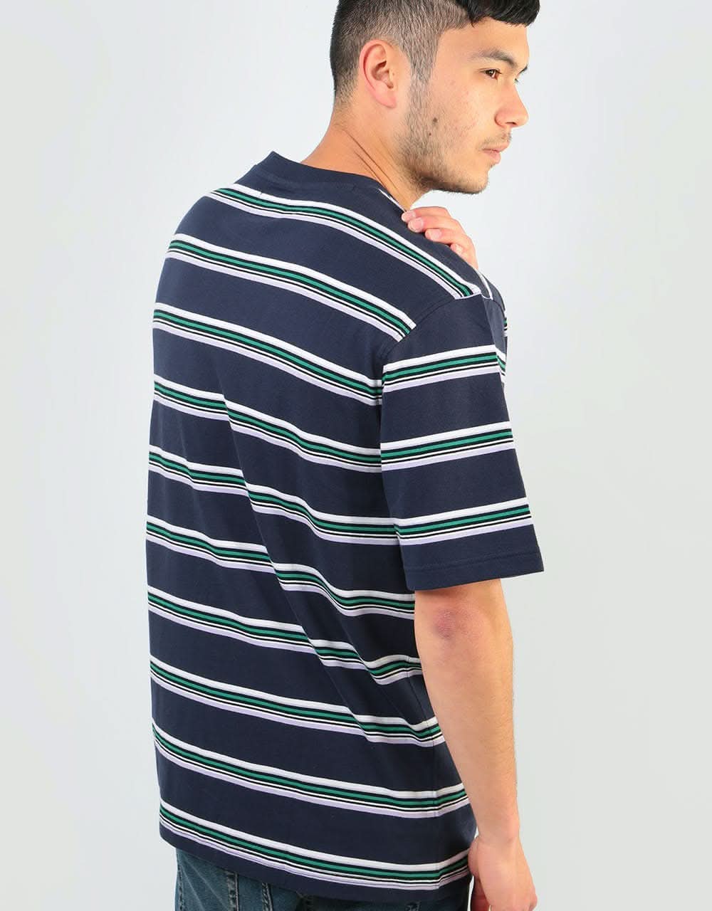 Stüssy Malcom Stripe Crew - Navy