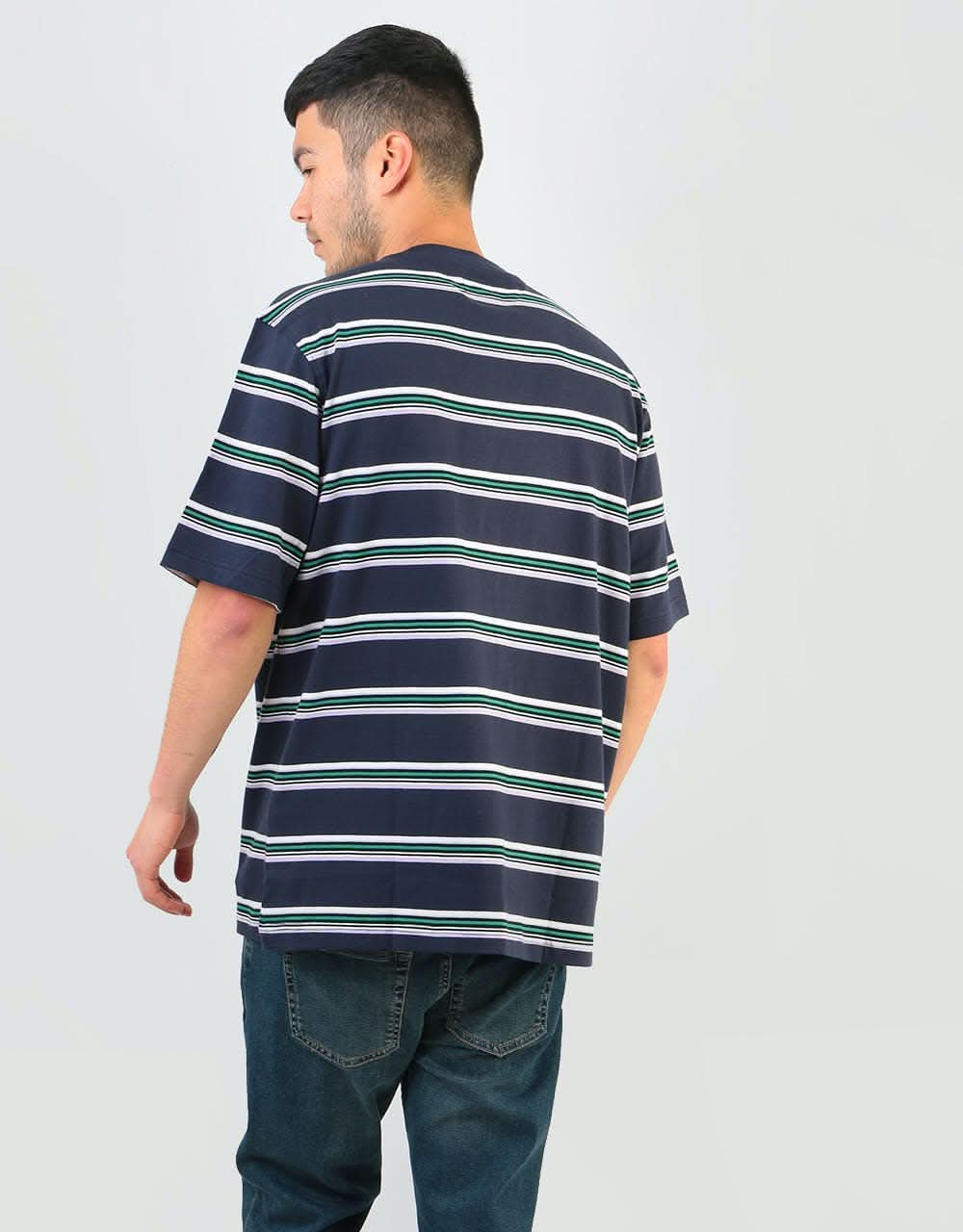 Stüssy Malcom Stripe Crew - Navy