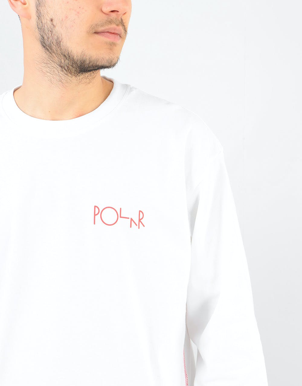 Polar Contrast L/S T-Shirt - White/Red