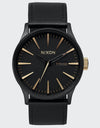 Nixon Sentry Leather Watch - Matte Black/Gold