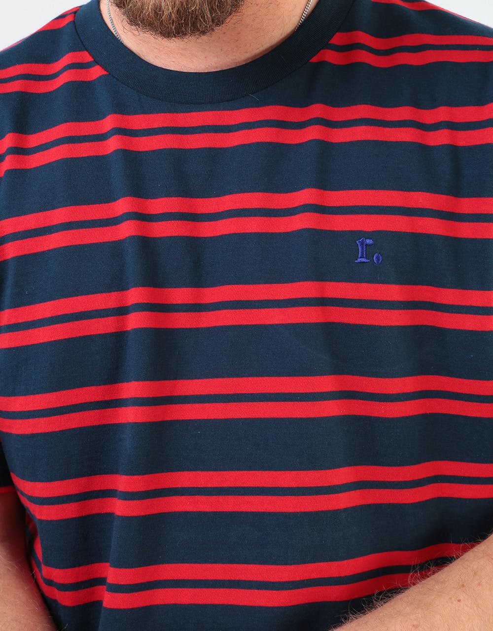 Route One Classic Stripe T-Shirt - Navy/Red