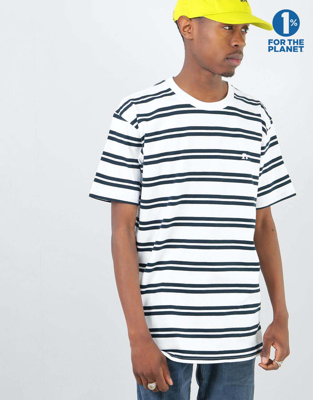 Route One Classic Stripe T-Shirt - White/ Navy