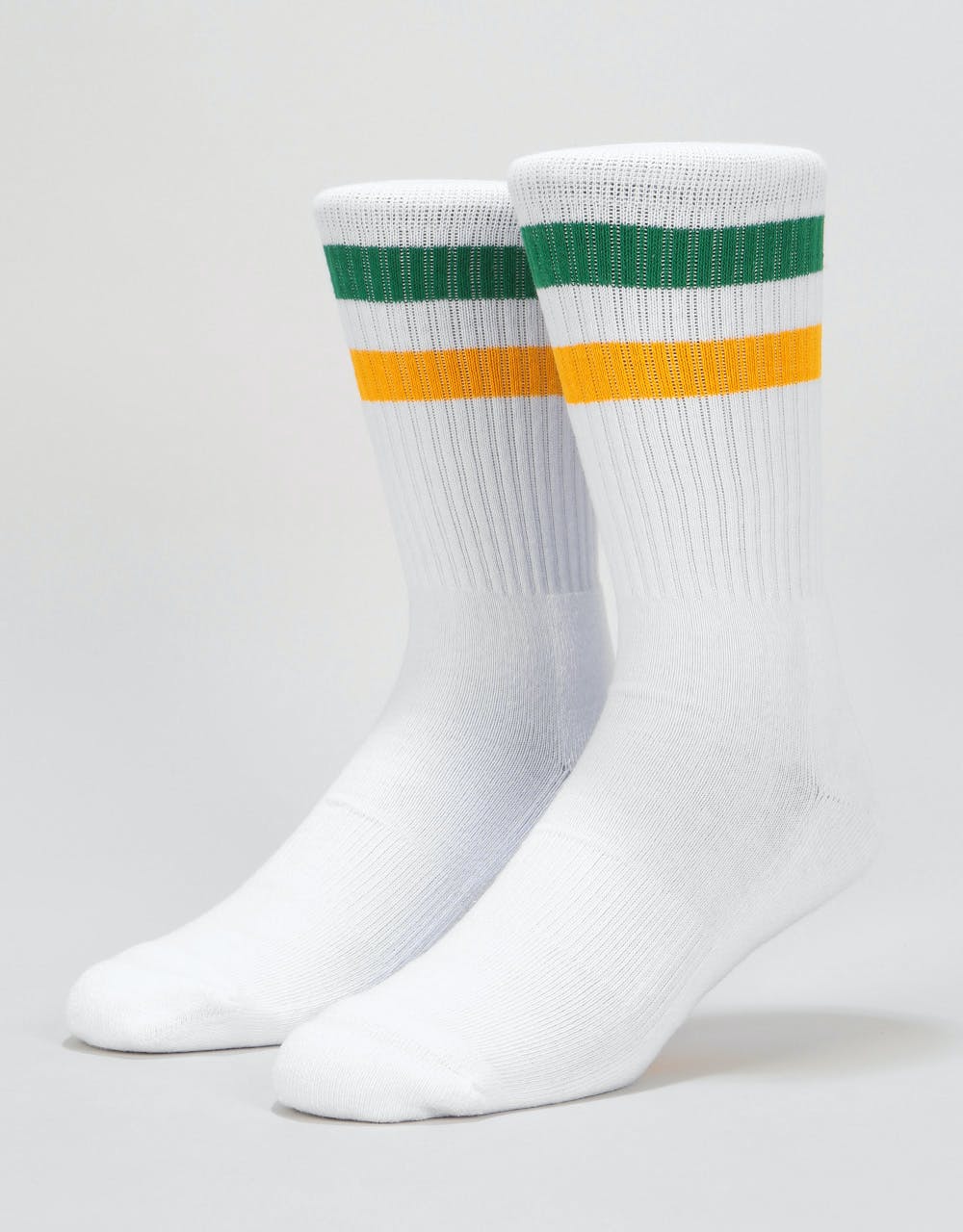 Route One Classic Crew Socks - White/Green/Yellow