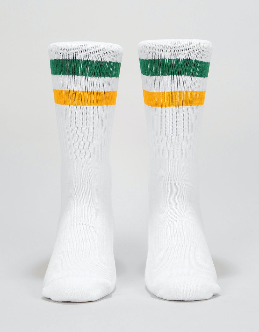 Route One Classic Crew Socks - White/Green/Yellow