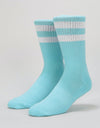 Route One Classic Crew Socks - Pastel Blue/White