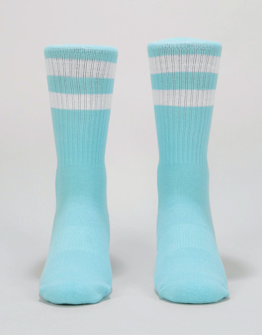 Route One Classic Crew Socks - Pastel Blue/White