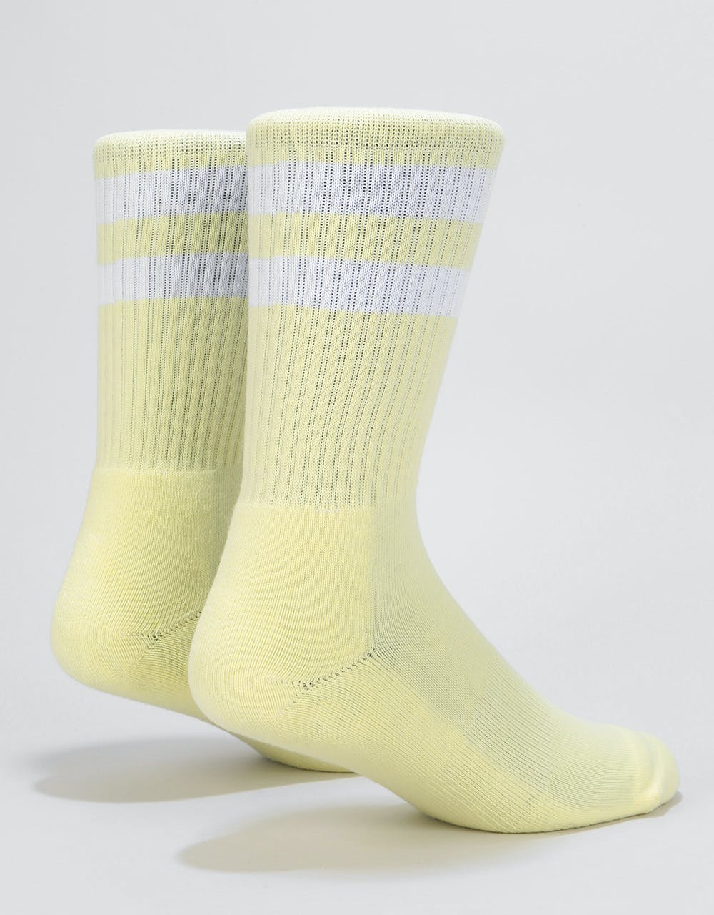 Route One Classic Crew Socks - Pastel Yellow/White