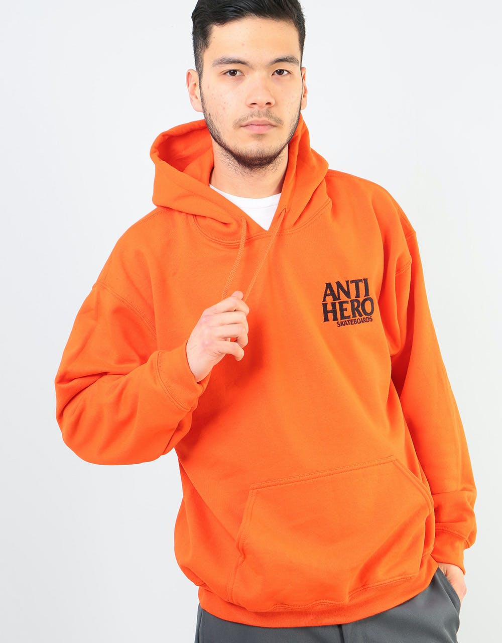 Anti Hero Black Hero Embroidered Pullover Hoodie - Orange/Black