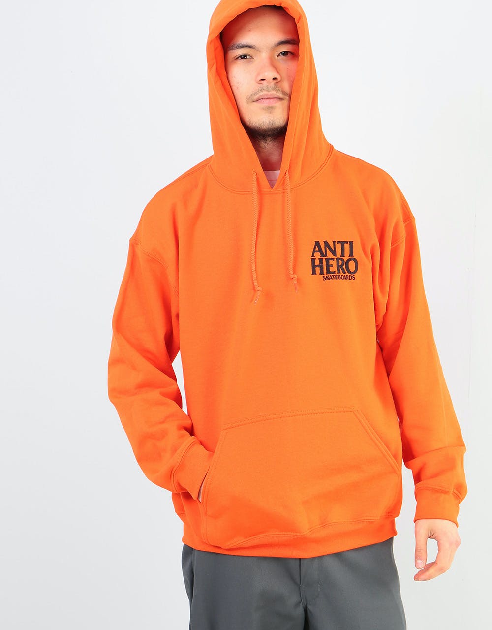 Anti Hero Black Hero Embroidered Pullover Hoodie - Orange/Black