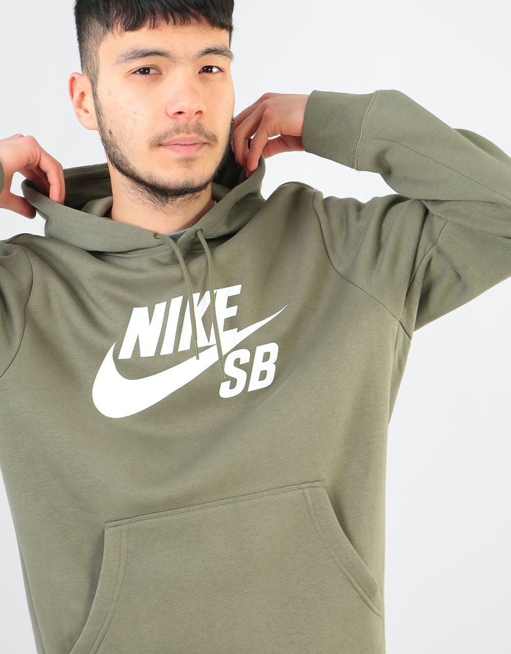 Nike SB Icon Essental Pullover Hoodie - Medium Olive/White